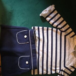 Janie and Jack Navy and White Striped Long Sleeve Tee